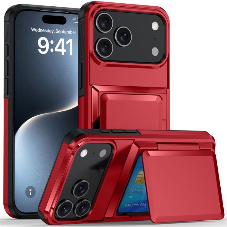 For iPhone 17 Pro Max Kalebol Flip Card Wallet Holder Shockproof Phone Case(Red) - iPhone 17 Pro Max Cases by Kalebol | Online Shopping UK | buy2fix