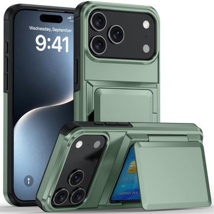 For iPhone 17 Pro Max Kalebol Flip Card Wallet Holder Shockproof Phone Case(Army Green) - iPhone 17 Pro Max Cases by Kalebol | Online Shopping UK | buy2fix