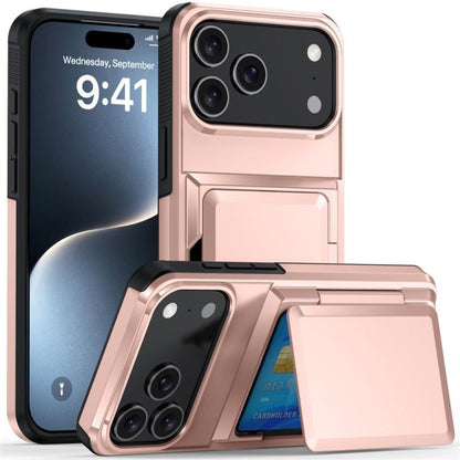 For iPhone 17 Pro Kalebol Flip Card Wallet Holder Shockproof Phone Case(Rose Gold) - iPhone 17 Pro Cases by Kalebol | Online Shopping UK | buy2fix