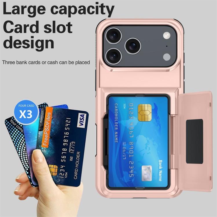 For iPhone 17 Pro Kalebol Flip Card Wallet Holder Shockproof Phone Case(Rose Gold) - iPhone 17 Pro Cases by Kalebol | Online Shopping UK | buy2fix