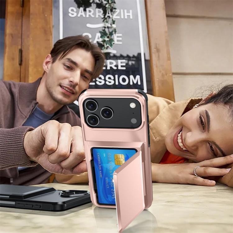 For iPhone 17 Pro Kalebol Flip Card Wallet Holder Shockproof Phone Case(Rose Gold) - iPhone 17 Pro Cases by Kalebol | Online Shopping UK | buy2fix