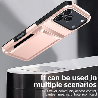 For iPhone 17 Pro Kalebol Flip Card Wallet Holder Shockproof Phone Case(Rose Gold) - iPhone 17 Pro Cases by Kalebol | Online Shopping UK | buy2fix