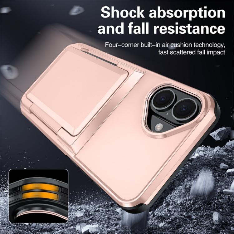 For iPhone 17 Kalebol Flip Card Wallet Holder Shockproof Phone Case(Rose Gold) - iPhone 17 Cases by Kalebol | Online Shopping UK | buy2fix