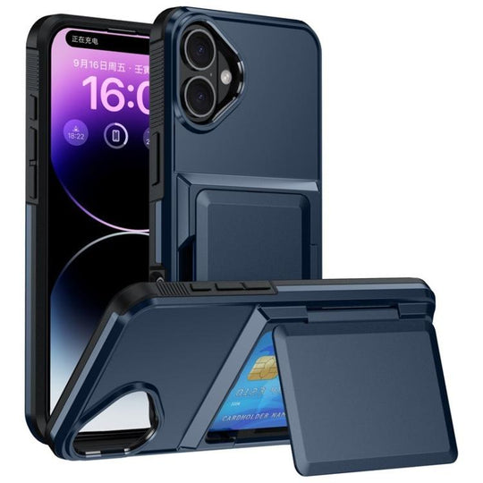 For iPhone 17 Kalebol Flip Card Wallet Holder Shockproof Phone Case(Blue)