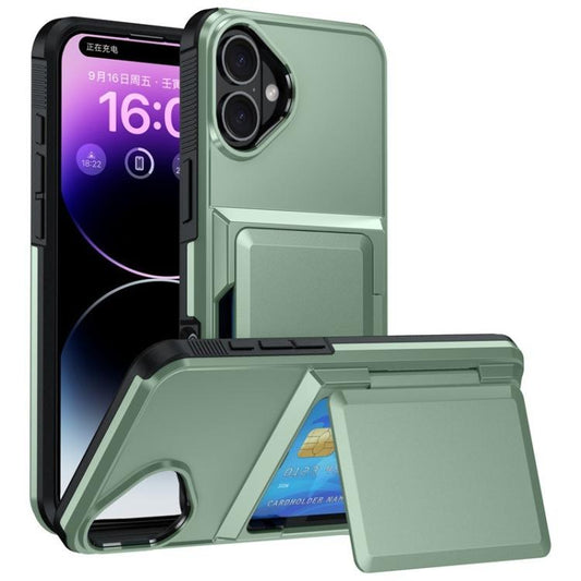 For iPhone 17 Kalebol Flip Card Wallet Holder Shockproof Phone Case(Army Green) - iPhone 17 Cases by Kalebol | Online Shopping UK | buy2fix