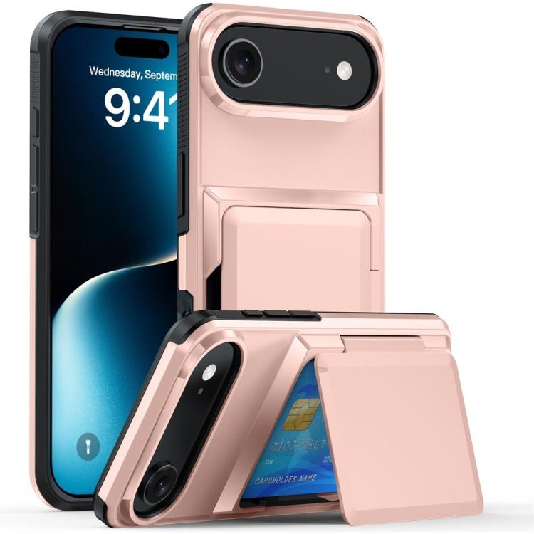 For iPhone 17 Air Kalebol Flip Card Wallet Holder Shockproof Phone Case(Rose Gold) - iPhone 17 Air Cases by Kalebol | Online Shopping UK | buy2fix