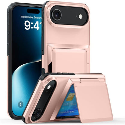 For iPhone 17 Air Kalebol Flip Card Wallet Holder Shockproof Phone Case(Rose Gold) - iPhone 17 Air Cases by Kalebol | Online Shopping UK | buy2fix