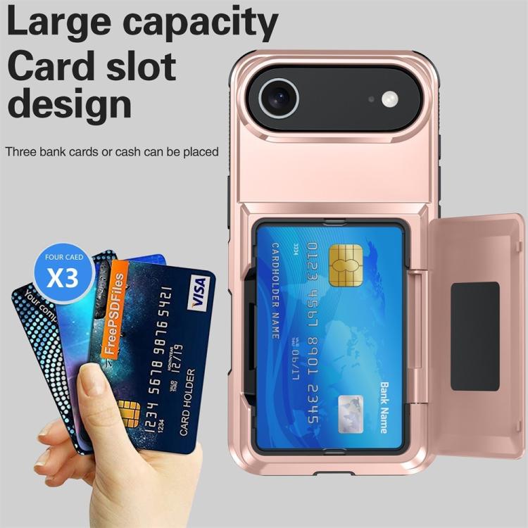 For iPhone 17 Air Kalebol Flip Card Wallet Holder Shockproof Phone Case(Rose Gold) - iPhone 17 Air Cases by Kalebol | Online Shopping UK | buy2fix