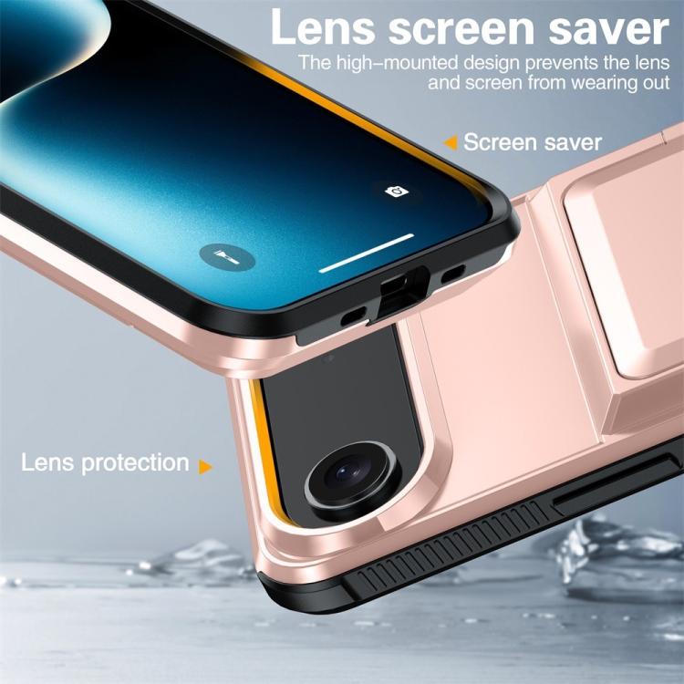 For iPhone 17 Air Kalebol Flip Card Wallet Holder Shockproof Phone Case(Rose Gold) - iPhone 17 Air Cases by Kalebol | Online Shopping UK | buy2fix