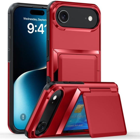 For iPhone Air Kalebol Flip Card Wallet Holder Shockproof Phone Case(Red)