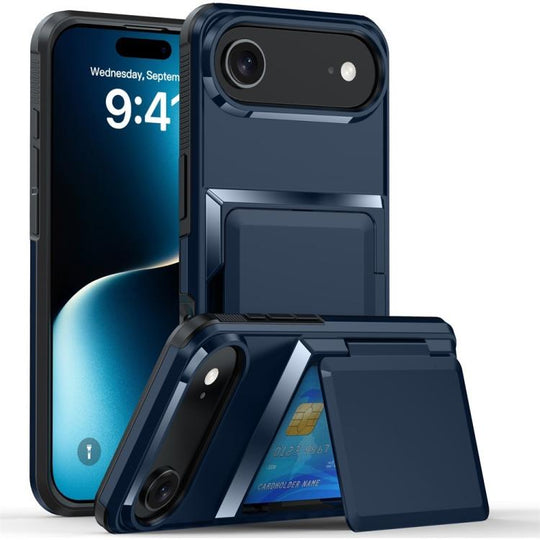 For iPhone Air Kalebol Flip Card Wallet Holder Shockproof Phone Case(Blue)