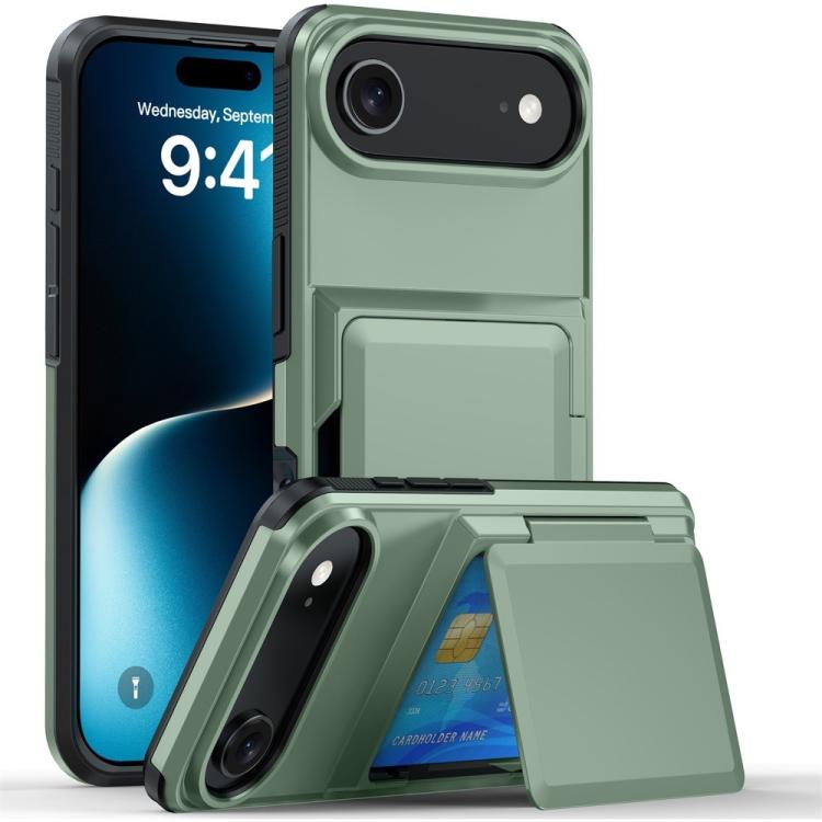 For iPhone Air Kalebol Flip Card Wallet Holder Shockproof Phone Case(Army Green) - iPhone Air Cases by Kalebol | Online Shopping UK | buy2fix