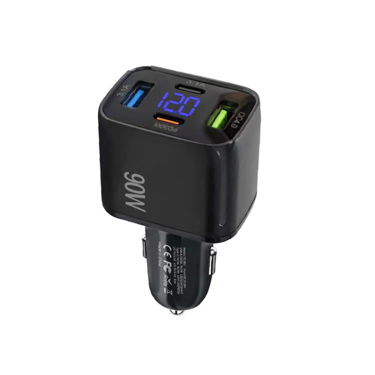 QC4.0 30W + PD3.0 30W LED Digital Display Car Charger(Black) - Car Charger by buy2fix | Online Shopping UK | buy2fix