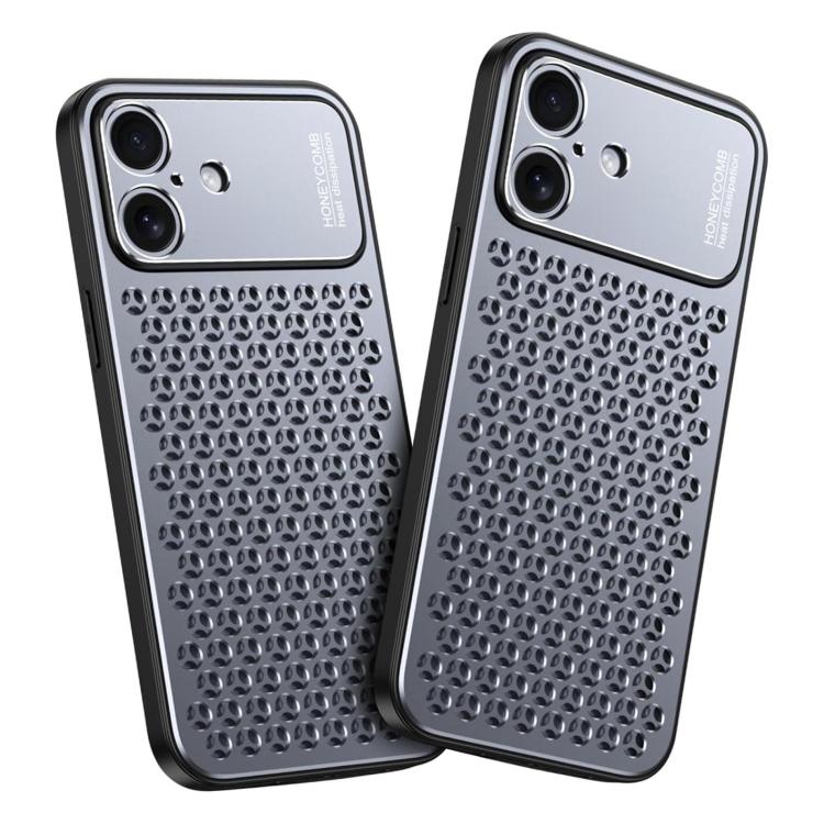 For iPhone 16 Plus Kalebol Metal Cooling Breathable Hollow Phone Case(Gray) - iPhone 16 Plus Cases by Kalebol | Online Shopping UK | buy2fix