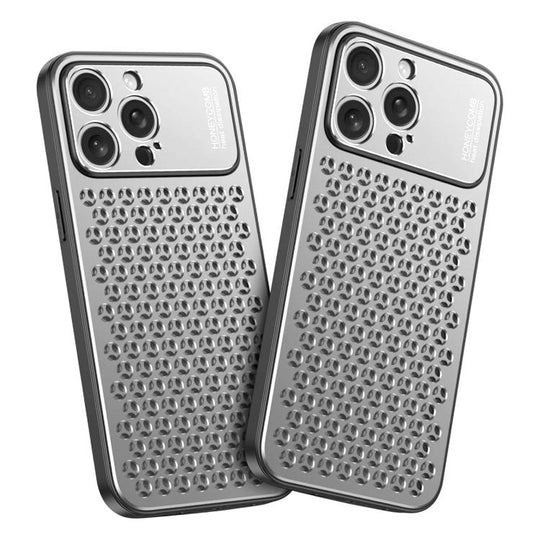 For iPhone 13 Pro Max Kalebol Metal Cooling Breathable Hollow Phone Case(Silver)