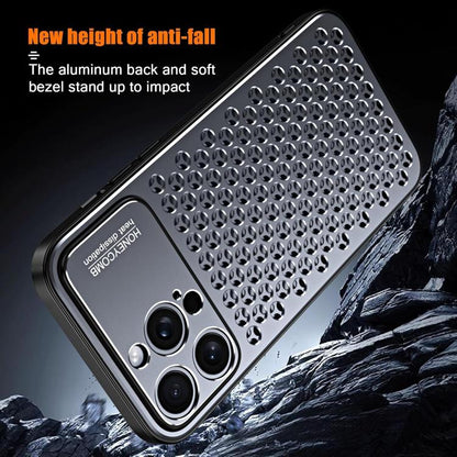 For iPhone 16 Kalebol Metal Cooling Breathable Hollow Phone Case(Gray) - iPhone 16 Cases by Kalebol | Online Shopping UK | buy2fix