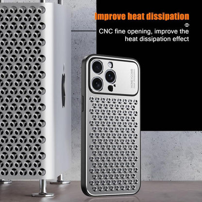 For iPhone 16 Kalebol Metal Cooling Breathable Hollow Phone Case(Gray) - iPhone 16 Cases by Kalebol | Online Shopping UK | buy2fix