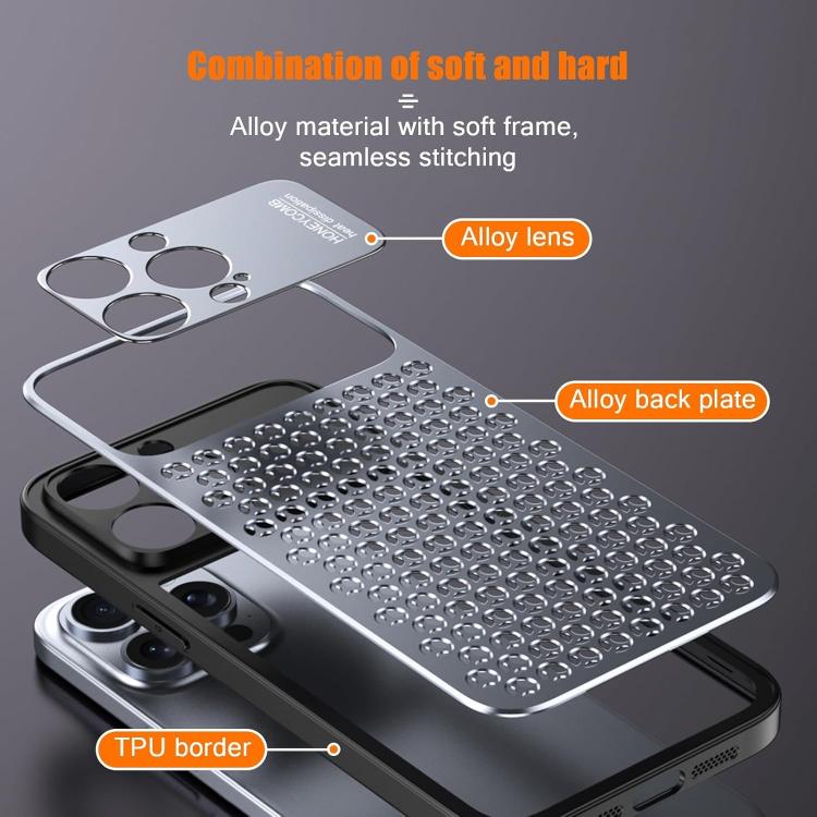For iPhone 16 Pro Kalebol Metal Cooling Breathable Hollow Phone Case(Gray) - iPhone 16 Pro Cases by Kalebol | Online Shopping UK | buy2fix