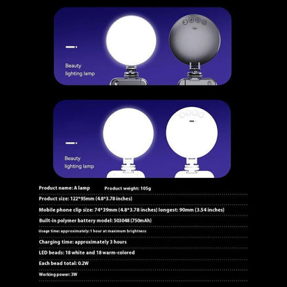 A01 Smartphone Photography Live Streaming Round LED Fill Light Portable Selfie Light(Black) - Selfie Light by buy2fix | Online Shopping UK | buy2fix