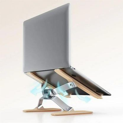 P70W Adjustable Height Solid Wood + Aluminum Alloy Cooling Stand for 14-16 inch Laptops - Laptop Stand by buy2fix | Online Shopping UK | buy2fix