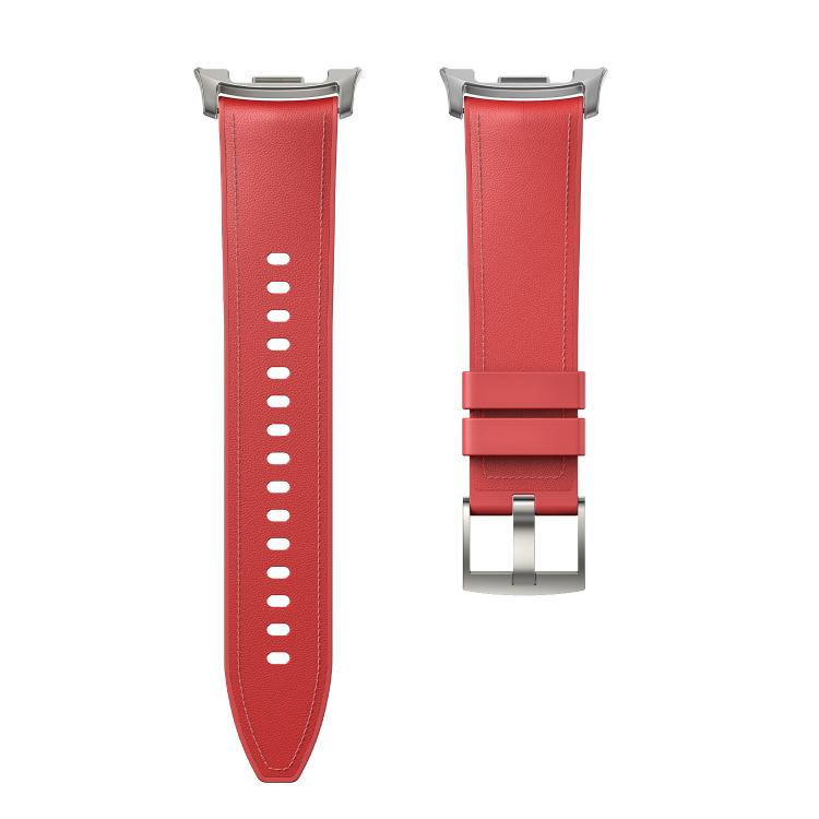 For Samsung Galaxy Watch8 / Watch8 Classic Metal Head Leather Skin Silicone Watch Band(Red) - Watch Bands by buy2fix | Online Shopping UK | buy2fix