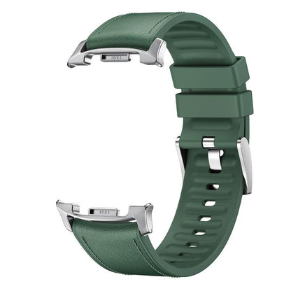 For Samsung Galaxy Watch8 / Watch8 Classic Metal Head Leather Skin Silicone Watch Band(Green) - Watch Bands by buy2fix | Online Shopping UK | buy2fix