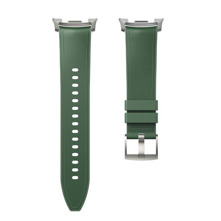 For Samsung Galaxy Watch8 / Watch8 Classic Metal Head Leather Skin Silicone Watch Band(Green) - Watch Bands by buy2fix | Online Shopping UK | buy2fix
