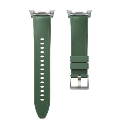 For Samsung Galaxy Watch8 / Watch8 Classic Metal Head Leather Skin Silicone Watch Band(Green) - Watch Bands by buy2fix | Online Shopping UK | buy2fix