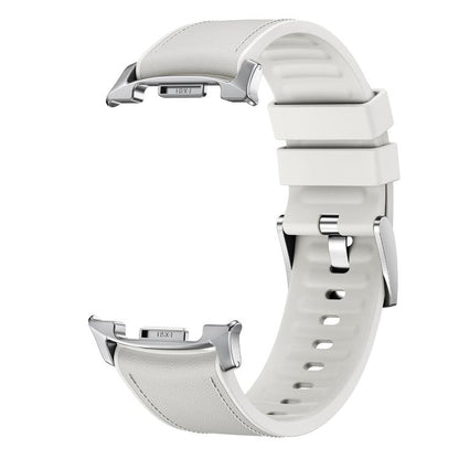 For Samsung Galaxy Watch8 / Watch8 Classic Metal Head Leather Skin Silicone Watch Band(White) - Watch Bands by buy2fix | Online Shopping UK | buy2fix