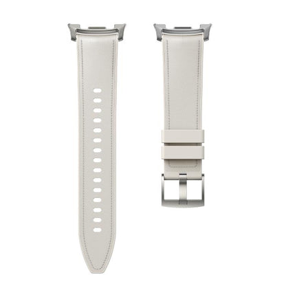 For Samsung Galaxy Watch8 / Watch8 Classic Metal Head Leather Skin Silicone Watch Band(White) - Watch Bands by buy2fix | Online Shopping UK | buy2fix