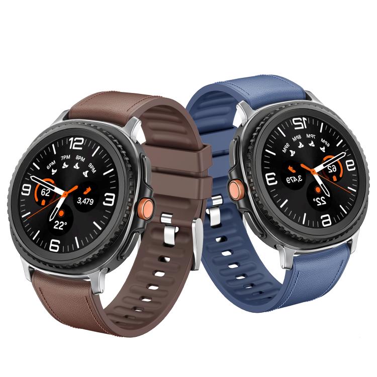 For Samsung Galaxy Watch8 / Watch8 Classic Metal Head Leather Skin Silicone Watch Band(Light Brown) - Watch Bands by buy2fix | Online Shopping UK | buy2fix