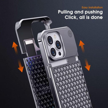 For iPhone 16 Pro Max Kalebol Aromatherapy Aluminum Alloy Cooling Phone Case(Silver) - iPhone 16 Pro Max Cases by Kalebol | Online Shopping UK | buy2fix