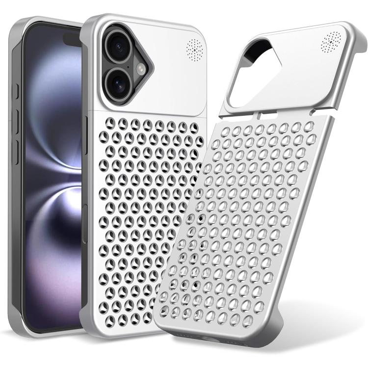 For iPhone 16 Plus Kalebol Aromatherapy Aluminum Alloy Cooling Phone Case(Silver) - iPhone 16 Plus Cases by Kalebol | Online Shopping UK | buy2fix