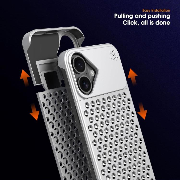 For iPhone 16 Plus Kalebol Aromatherapy Aluminum Alloy Cooling Phone Case(Silver) - iPhone 16 Plus Cases by Kalebol | Online Shopping UK | buy2fix