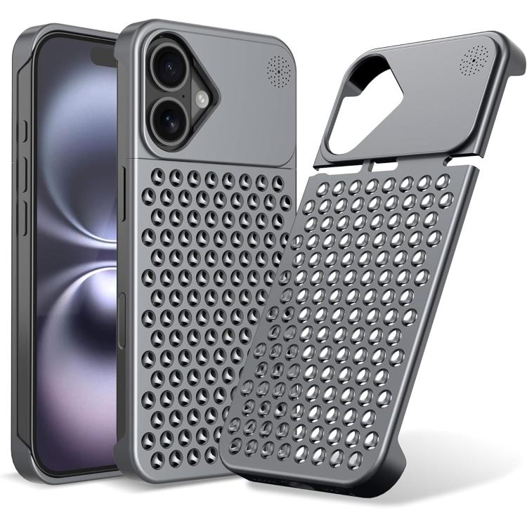 For iPhone 16 Kalebol Aromatherapy Aluminum Alloy Cooling Phone Case(Gray) - iPhone 16 Cases by Kalebol | Online Shopping UK | buy2fix