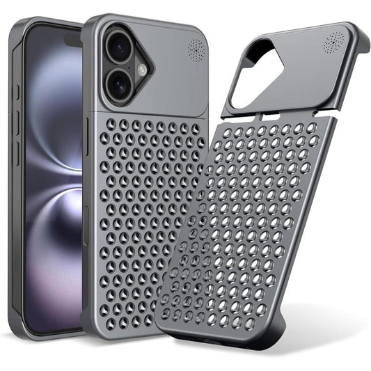 For iPhone 16 Kalebol Aromatherapy Aluminum Alloy Cooling Phone Case(Gray) - iPhone 16 Cases by Kalebol | Online Shopping UK | buy2fix