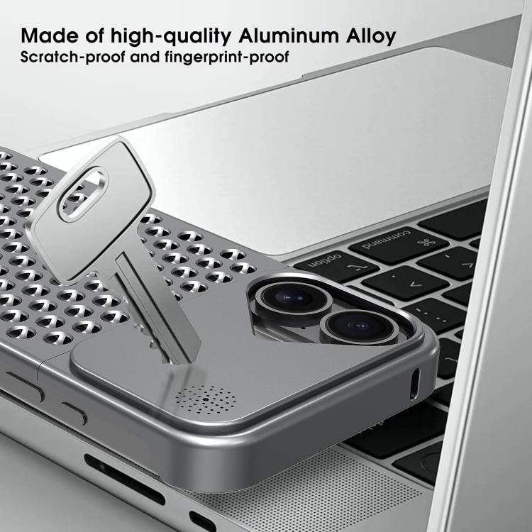 For iPhone 16 Kalebol Aromatherapy Aluminum Alloy Cooling Phone Case(Gray) - iPhone 16 Cases by Kalebol | Online Shopping UK | buy2fix