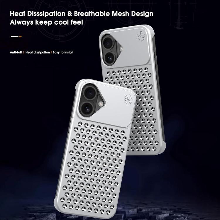 For iPhone 16 Kalebol Aromatherapy Aluminum Alloy Cooling Phone Case(Silver) - iPhone 16 Cases by Kalebol | Online Shopping UK | buy2fix