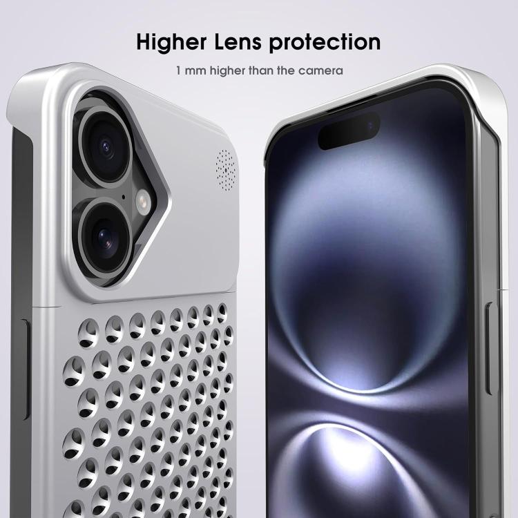 For iPhone 16 Kalebol Aromatherapy Aluminum Alloy Cooling Phone Case(Silver) - iPhone 16 Cases by Kalebol | Online Shopping UK | buy2fix