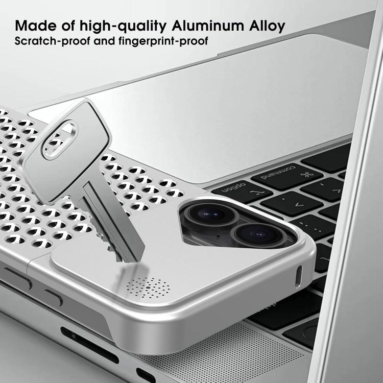 For iPhone 16 Kalebol Aromatherapy Aluminum Alloy Cooling Phone Case(Silver) - iPhone 16 Cases by Kalebol | Online Shopping UK | buy2fix