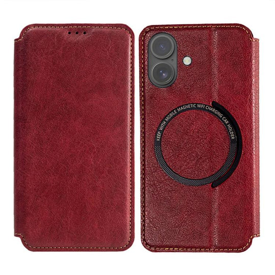For iPhone 17 Kalebol Flip Card Slot MagSafe Leather Phone Case(Red)