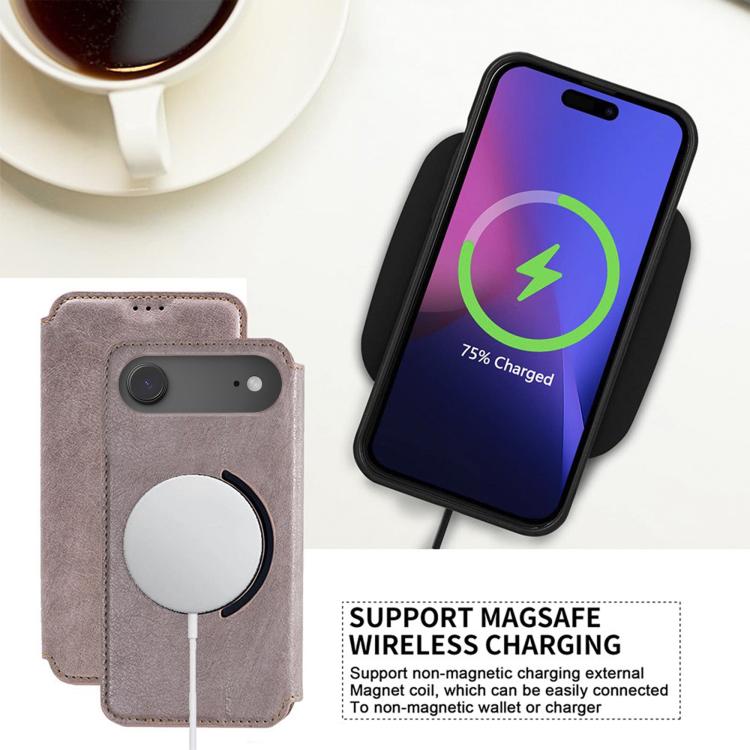 For iPhone 17 Air Kalebol Flip Card Slot MagSafe Leather Phone Case(Pink) - iPhone 17 Air Cases by Kalebol | Online Shopping UK | buy2fix