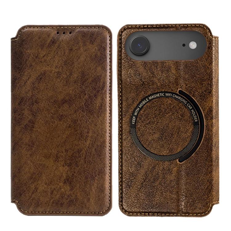 For iPhone 17 Air Kalebol Flip Card Slot MagSafe Leather Phone Case(Brown) - iPhone 17 Air Cases by Kalebol | Online Shopping UK | buy2fix