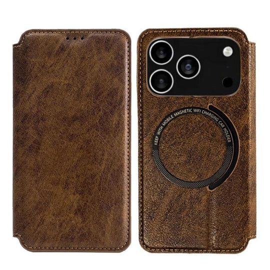 For iPhone 18 Pro Max / 17 Pro Max Kalebol Flip Card Slot MagSafe Leather Phone Case(Brown)
