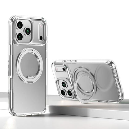 For iPhone 17 Pro Max Kalebol Rotating Magnetic Holder MagSafe Phone Case(Transparent Silver) - iPhone 17 Pro Max Cases by Kalebol | Online Shopping UK | buy2fix