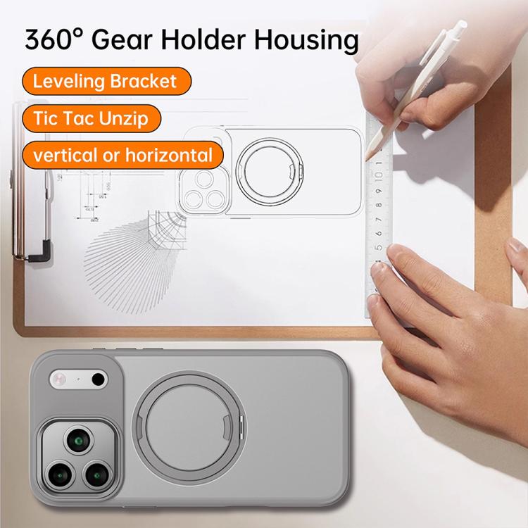 For iPhone 17 Pro Kalebol Rotating Magnetic Holder MagSafe Phone Case(Gray) - iPhone 17 Pro Cases by Kalebol | Online Shopping UK | buy2fix