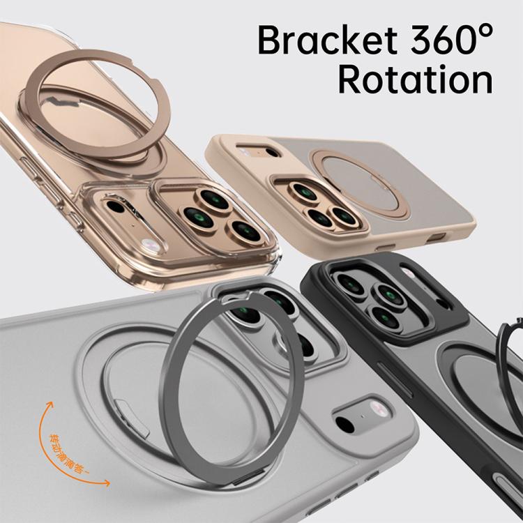 For iPhone 17 Pro Kalebol Rotating Magnetic Holder MagSafe Phone Case(Transparent Gold) - iPhone 17 Pro Cases by Kalebol | Online Shopping UK | buy2fix