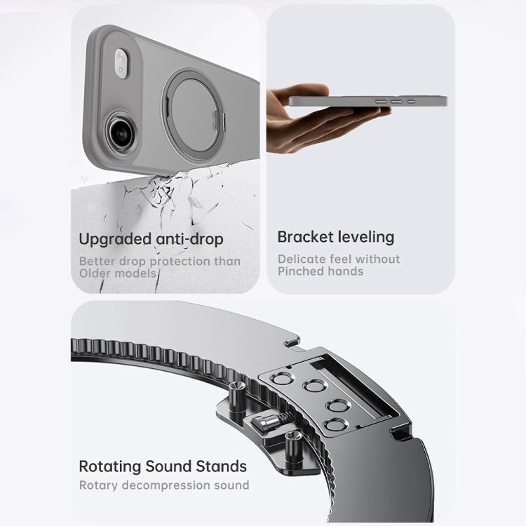 For iPhone 17 Air Kalebol Rotating Magnetic Holder MagSafe Phone Case(Gray) - iPhone 17 Air Cases by Kalebol | Online Shopping UK | buy2fix