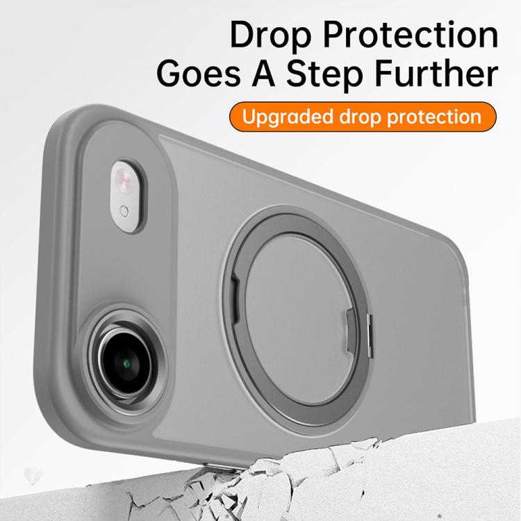 For iPhone Air Kalebol Rotating Magnetic Holder MagSafe Phone Case(Transparent Silver) - iPhone Air Cases by Kalebol | Online Shopping UK | buy2fix