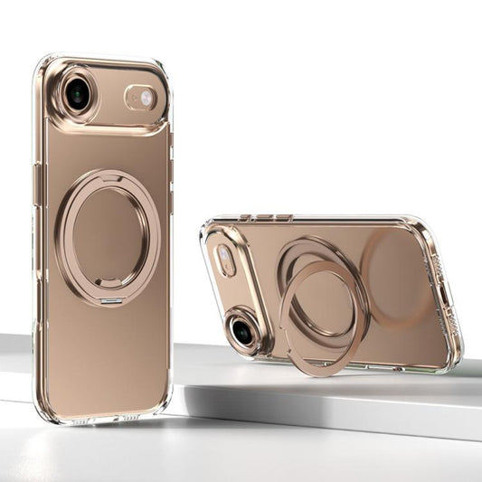 For iPhone Air Kalebol Rotating Magnetic Holder MagSafe Phone Case(Transparent Gold) - iPhone Air Cases by Kalebol | Online Shopping UK | buy2fix